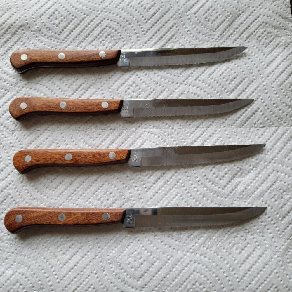 New Medallion Utility Knives, Fine Stainless-Steel,4 in total, Pakkawood Handles